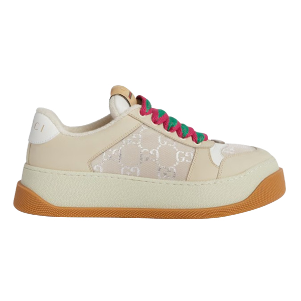 GUCCI SCREENER SNEAKER WHITE GG LAME CANVAS - G079