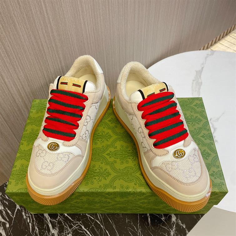 GUCCI SCREENER SNEAKER WHITE GG LAME CANVAS - G079