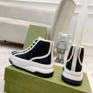 GUCCI TENNIS TRECK HIGH-TOP SNEAKERS BLACK CANVAS - G063