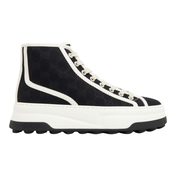 GUCCI TENNIS TRECK HIGH-TOP SNEAKERS BLACK CANVAS - G063