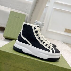 GUCCI TENNIS TRECK HIGH-TOP SNEAKERS BLACK CANVAS - G063