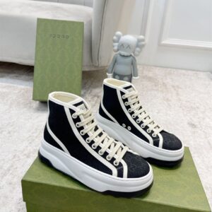 GUCCI TENNIS TRECK HIGH-TOP SNEAKERS BLACK CANVAS - G063