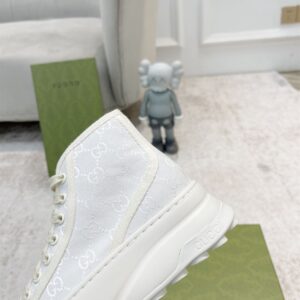 GUCCI TENNIS TRECK HIGH-TOP SNEAKERS WHITE CANVAS - G064