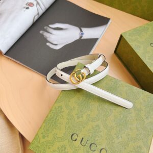 GUCCI THIN PATENT DOUBLE G BELT WHITE LEATHER - AB019