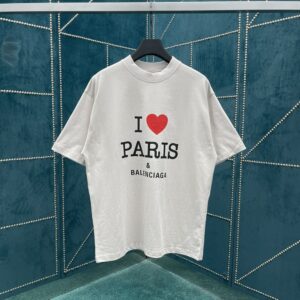 I LOVE PARIS & BALENCIAGA T-SHIRT OVERSIZED IN WHITE - Y016