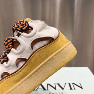 LANVIN CURB SNEAKERS WHITE BROWN - PT014