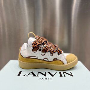 LANVIN CURB SNEAKERS WHITE BROWN - PT014