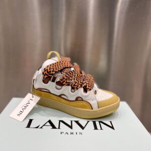 LANVIN CURB SNEAKERS WHITE BROWN - PT014