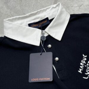 LOUIS VUITTON EMBROIDERED SHORT-SLEEVED COTTON BLEND POLO SHIRT - V001