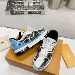 LOUIS VUITTON LV TRAINER GRAPHIC PRINT WHITE BLACK BLUE - L094