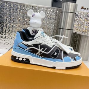 LOUIS VUITTON LV TRAINER GRAPHIC PRINT WHITE BLACK BLUE - L094