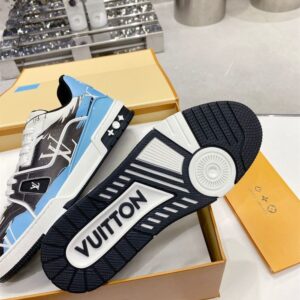 LOUIS VUITTON LV TRAINER GRAPHIC PRINT WHITE BLACK BLUE - L094