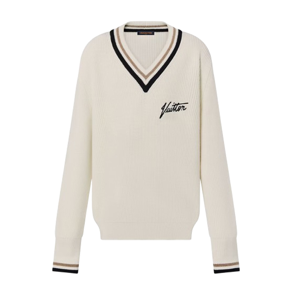 LOUIS VUITTON OVERSIZED V-NECK SIGNATURE PULLOVER - J044