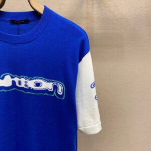 LOUIS VUITTON SHORT-SLEEVED COTTON INTARSIA CREWNECK - V010