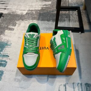 LOUIS VUITTON TRAINER SNEAKER GREEN GREY - L089