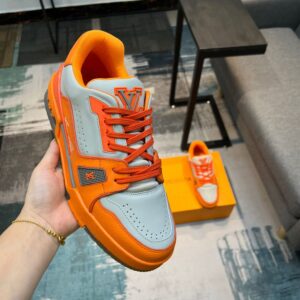 LOUIS VUITTON TRAINER SNEAKER ORANGE GREY - L088