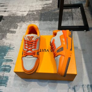 LOUIS VUITTON TRAINER SNEAKER ORANGE GREY - L088