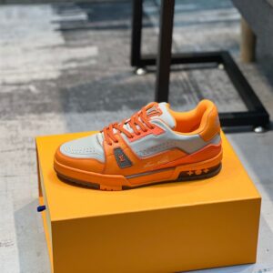 LOUIS VUITTON TRAINER SNEAKER ORANGE GREY - L088