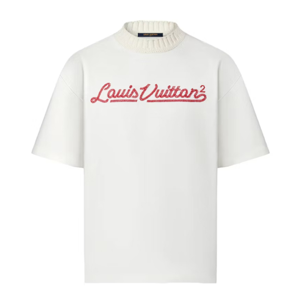 LOUIS VUITTON X NIGO EMBROIDERED MOCKNECK T-SHIRT WHITE - V078