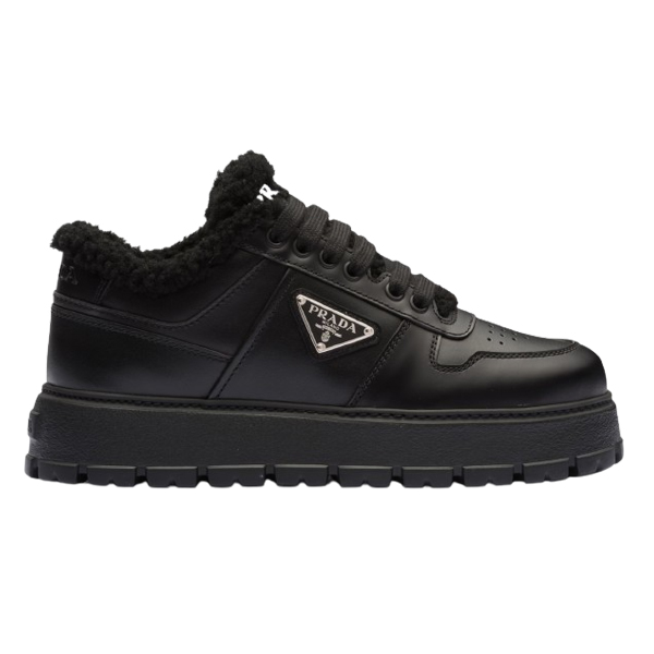 PRADA BLACK LEATHER AND SHEARL