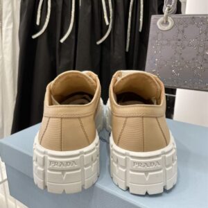 PRADA DOUBLE WHEEL RE-NYLON GABARDINE SNEAKERS BEIGE - P066