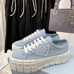 PRADA DOUBLE WHEEL RE-NYLON GABARDINE SNEAKERS LIGHT BLUE - P068