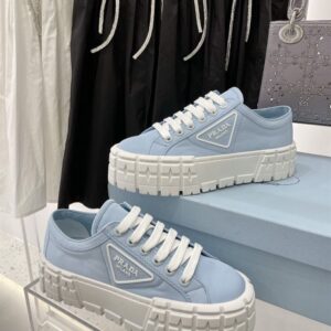 PRADA DOUBLE WHEEL RE-NYLON GABARDINE SNEAKERS LIGHT BLUE - P068