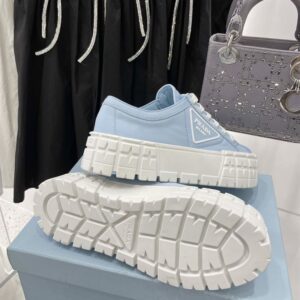 PRADA DOUBLE WHEEL RE-NYLON GABARDINE SNEAKERS LIGHT BLUE - P068