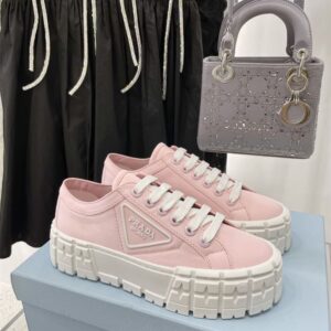 PRADA DOUBLE WHEEL RE-NYLON GABARDINE SNEAKERS PINK - P067