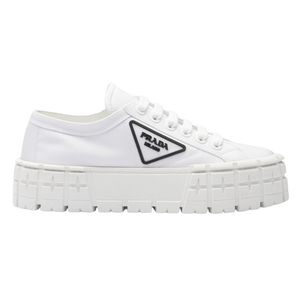 PRADA DOUBLE WHEEL RE-NYLON GABARDINE SNEAKERS WHITE - P065