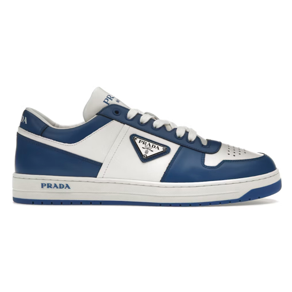 PRADA DOWNTOWN LEATHER SNEAKERS WHITE BLUE - P033