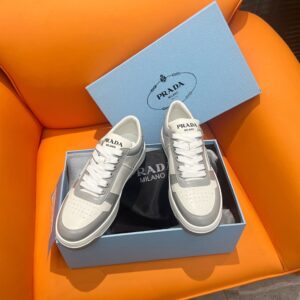 PRADA DOWNTOWN LEATHER SNEAKERS WHITE CRYSTAL - P028