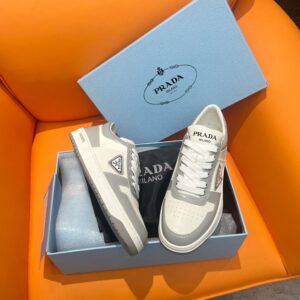 PRADA DOWNTOWN LEATHER SNEAKERS WHITE CRYSTAL - P028