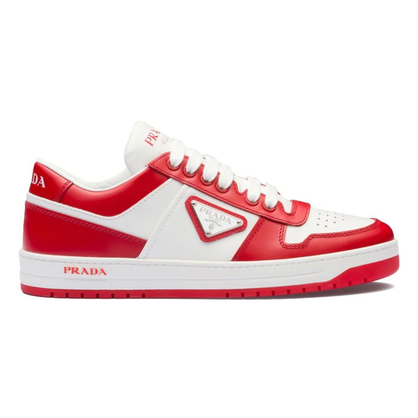 PRADA DOWNTOWN LEATHER SNEAKERS WHITE RED - P036