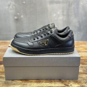 PRADA DOWNTOWN NAPPA LEATHER SNEAKERS BLACK - P044