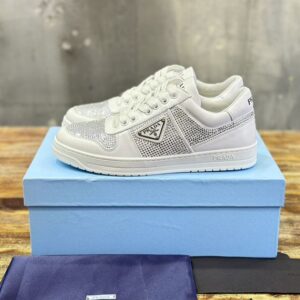 PRADA LEATHER SNEAKERS WITH CRYSTALS - P063