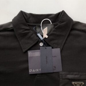 PRADA STRETCH COTTON POLO SHIRT WITH RE-NYLON DETAILS - A001