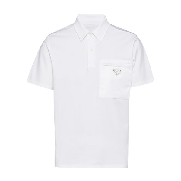 PRADA STRETCH COTTON POLO SHIRT WITH RE-NYLON DETAILS - A002