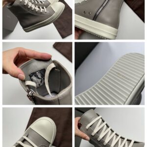 RICK OWENS OFF-WHITE WASHED CALF SNEAKERS - DY010