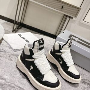 RICK OWENS X CONVERSE TURBOWPN LEATHER HIGH-TOP SNEAKERS - DY013