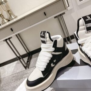 RICK OWENS X CONVERSE TURBOWPN LEATHER HIGH-TOP SNEAKERS - DY013