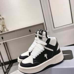 RICK OWENS X CONVERSE TURBOWPN LEATHER HIGH-TOP SNEAKERS - DY013