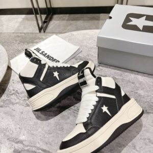 RICK OWENS X CONVERSE TURBOWPN LEATHER HIGH-TOP SNEAKERS - DY013