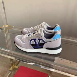 VALENTINO VLOGO PACE LOW-TOP SNEAKER IN SPLIT LEATHER FABRIC AND CALF LEATHER - TM023