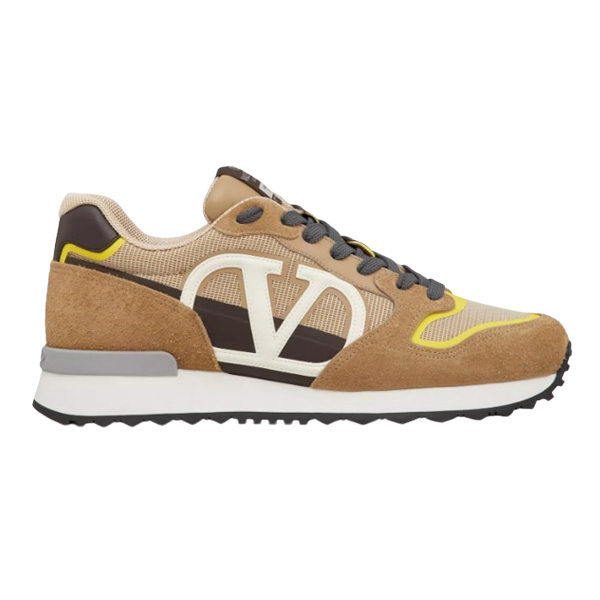 VALENTINO VLOGO PACE LOW-TOP SNEAKER IN SPLIT LEATHER FABRIC AND CALF LEATHER - TM024