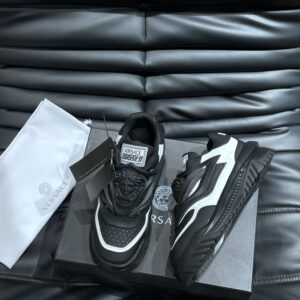 VERSACE ODISSEA BLACK WHITE TRAINER SNEAKERS - UH048